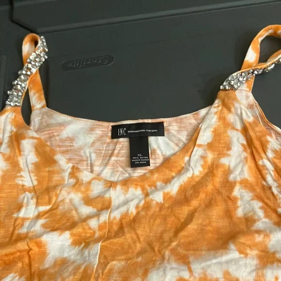 INC International Concepts Orange and White Tank Top - Picture 1 of 3